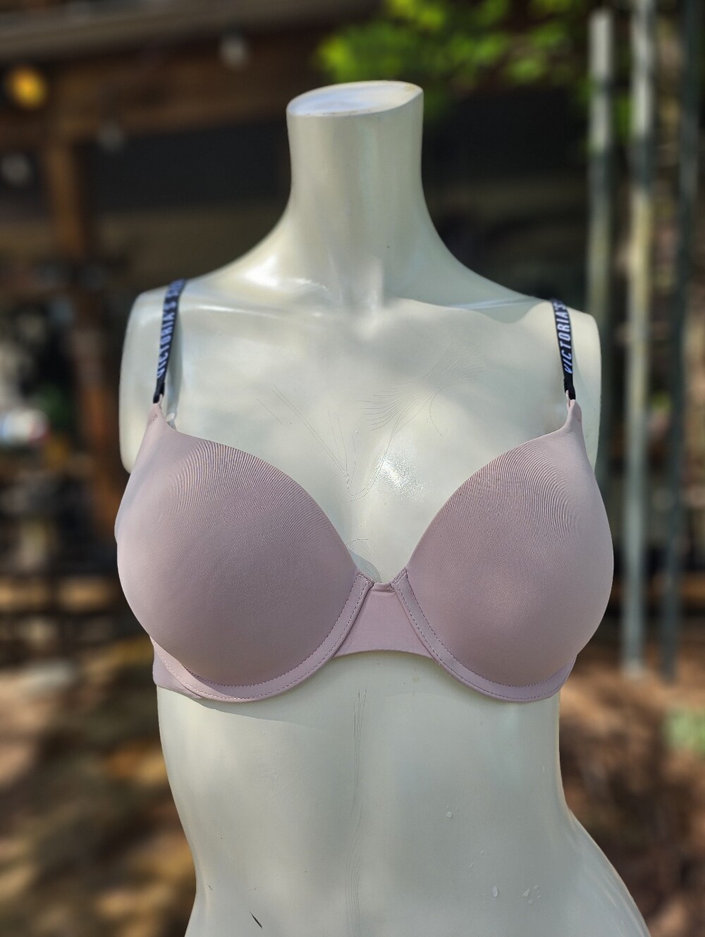 NEW Victoria's Secret Blush Pink Nude Molded Perfect Shape Bra Logo Straps 34C